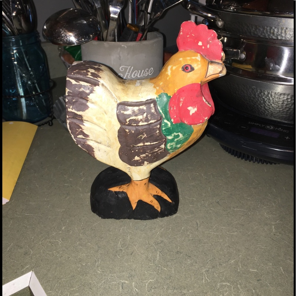 Wood carved rooster